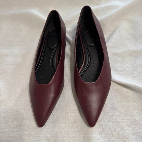 Vince Isabel Leather Flat Shoes Deep Cherry Size 9 - Picture 2 of 7